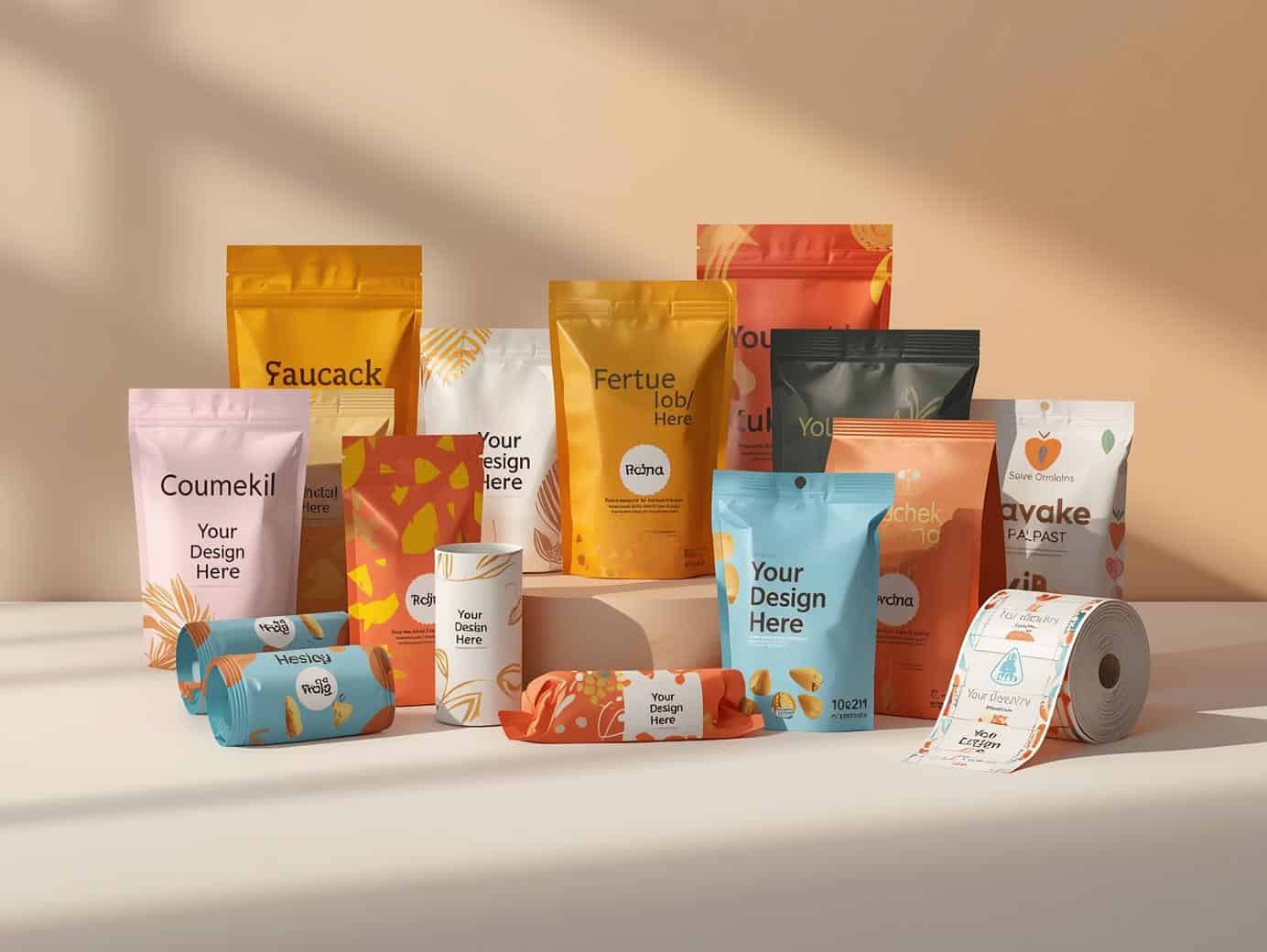 Custom packaging design service by Irshad Saeed Packaging – flexible packaging mockup and printing in Lahore, Pakistan.